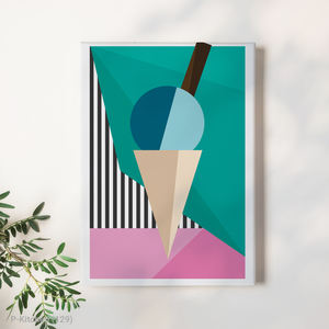 Arte de pared en lienzo para cocina, póster con ilustración abstracta de forma de helado, decoración moderna para pared con diseño de postres - Product Image 1