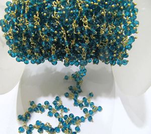 London Blue Topaz Hydro Quartz Faceted Cluster <b>Rosary</b> Chain - Product Image 2
