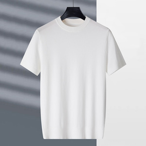T-shirt tricoté décontracté à manches courtes pour homme, style été, uni, pour les loisirs, pour hommes d'âge mûr, commerce extérieur - Product Image 5