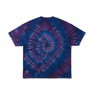 Camiseta de Manga Corta Tie-Dye para Hombre, Corte Regular, Cuello Redondo, Estilo Casual, Diseño Estampado Azul y Morado - Product Image 1