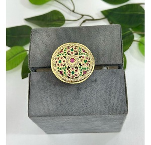 Luxury Premium Quality Gold Plated <b>Brass</b> Adjustable Moissanite Trendy <b>Ring</b> for Women's Wedding & Party Wear Collection - Product Image 1