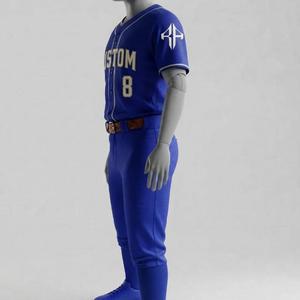 Uniforme de baseball haut de gamme pour hommes avec logo blanc, manches courtes, coupe régulière, impression sublimée, fermeture à boutons, matière 100% polyester - Product Image 5