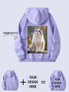 Custom Women's Printed Autumn Winter Fleece Hoodie Warm Drawstring Kangaroo Pocket Front 100% Cotton Quick-Dry Breathable Hooded - Product Image 4