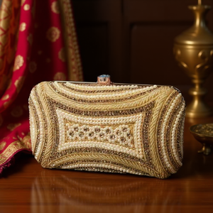 Bolso de Mano Casual Duradero con Asa de Cuentas Multicolor y Cristales de Lujo Hechos a Mano en India, Estilo Local - Product Image 3