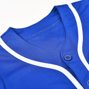 Maillot de baseball bleu personnalisé unisexe à manches courtes avec boutons sur le devant, en polyester anti-humidité, vêtements de sport pour adultes - Product Image 4