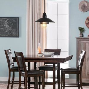 Luce pendente Vintage fattoria struttura in metallo nero regolabile a molla E26 lampada a sospensione per cucina soggiorno fienile ingresso - Product Image 5