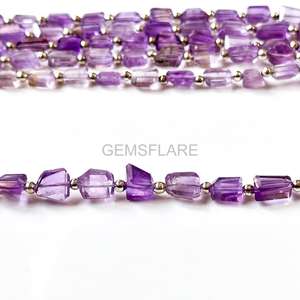 Natural Purple Amethyst Faceted Tumble Gemstone Beads Wholesale Amethyst Loose Nuggets Beads 5x7-6x8MM 8 Inch For Jewelry Making - Product Image 3