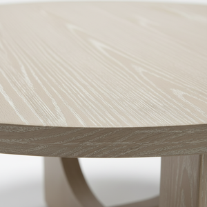 Table basse ronde moderne en bois d'hévéa durable et placage de chêne MDF KD avec design décoratif, garantie 1 an - Product Image 3