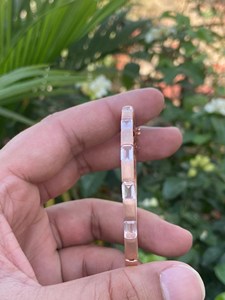 Natural Rose Quartz <b>Bangle</b> Bracelet 925 Sterling Silver Rose <b>Gold</b> Plated Emerald Cut Pink Gemstone Jewelry Wholesale Manufacture - Product Image 2