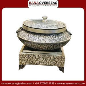 Plat de service en métal gaufré de haute qualité avec couvercle et support pour fête de mariage à la maison - Product Image 3