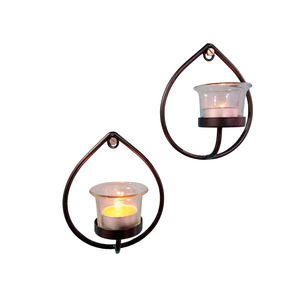 Modern Iron <b>Wall</b> <b>Sconce</b> Candle Holder Set Of 2 Decorative Black Metal Hanging <b>Light</b> Holders For Home <b>Wall</b> Art And Indoor Decor - Product Image 1