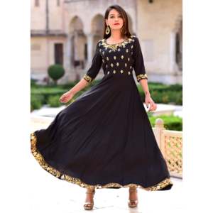 Robe trapèze exclusive en satin, faite main, imprimé floral, taille empire, décolleté en U, taille XS, noire - Product Image 4