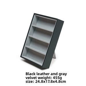 แท่นวางแว่นกันแดดและแว่นสายตาแบบตั้ง 4 ช่อง ลายไม้เคลือบเงา สีขาวดำ - Product Image 5