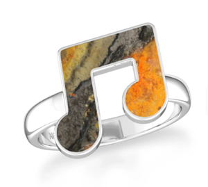 925 Sterling Silver Ring Bezel Setting Natural Bumble <b>Bee</b> Gemstone Music Shape Classic Wedding Party - Product Image 1