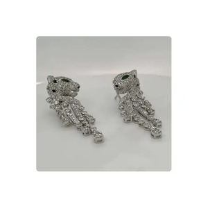 Pendientes de pantera de calidad superior hechos en oro de 14 quilates con diamantes reales de pureza al por mayor de pendientes de fabricante de India - Product Image 2