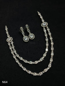 Classic American Diamond <b>Bridal</b> Jewelry <b>Set</b> Two-Piece <b>Necklace</b> and Earrings for Wedding Fashionable Classic Style - Product Image 3
