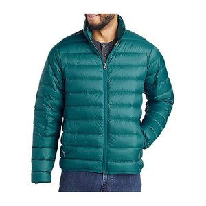Dernière veste matelassée bleu marine pour homme, coupe-vent, fermeture éclair, col montant, décontractée, hiver, couleur unie, extérieur polyester, coupe régulière - Product Image 5