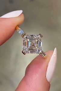 Special Design 2.00CT Asscher Cut Diamond <b>Unique</b> Ring Lab Grown IGI Certified <b>For</b> Women's 14K Solid Gold Wedding Party <b>Gift</b> <b>Her</b> - Product Image 2