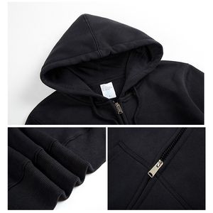 เสื้อฮู้ดซิปสีดำแบบยูนิเซ็กซ์ ผ้าฝ้ายเฟรนช์เทอร์รี่ 100% ทรงโอเวอร์ไซส์ สวมใส่สบายๆ สำหรับฤดูใบไม้ผลิ พิมพ์ลายแบบรีดร้อน ปักลาย - Product Image 2