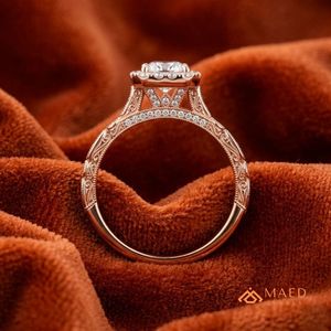 แหวนหมั้นโรสโกลด์ประดับมอสซาไนต์สำหรับผู้หญิง ชุบทองคำขาว 14K ทรงมรกต ประดับเพชรแบบ Halo Prong หรูหรา สำหรับเจ้าสาว แหวนสัญญา เครื่องประดับชั้นดี - Product Image 2