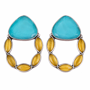 Boucles d'oreilles pendantes en onyx taillé en marquise, motif floral géométrique bohème, serties en argent vieilli, prix de gros, directement de l'usine - Product Image 6