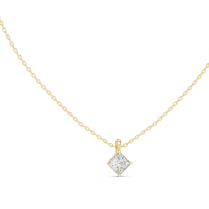 Necklace princess cut solitaire <b>pendant</b> <b>solid</b> <b>gold</b> refined elegant fine jewelry gift for women - Product Image 2