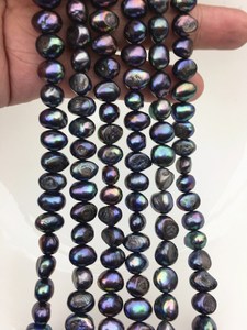 Perles de culture d'eau douce noires de qualité A, 7-8 mm, en vrac, pour la fabrication de bijoux, fournitures en gros - Product Image 5