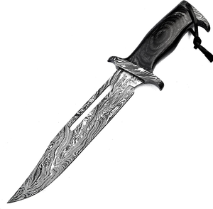 Couteau Bowie Damas Fait Main Personnalisé, Couteau de Chasse, Lame Fixe, Support OEM, Étui en Cuir, Survie en Plein Air et Camping - Product Image 3