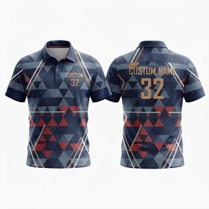 Camiseta Polo Personalizada con Patrón Geométrico para Hombre, Manga Corta, Azul, Rojo, Gris, Impresión Digital, Transpirable, Ropa Deportiva Informal - Product Image 1