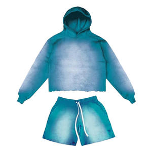 Conjuntos de Ropa de Verano para Hombre, Elegantes y Cómodos, Sudaderas y Pantalones Cortos con Estampado Desgastado por el Sol, Ideales para un Look Lavado con Spray - Product Image 5