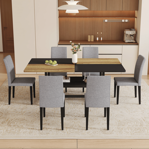 Set Tavolo da Pranzo in Legno e Nero con Sedie e Vano Portaoggetti, 71*35.4 Pollici, per Sala da Pranzo - Product Image 3