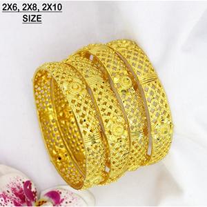 Bracelets plaqué or cuivre sable pour femmes Bijoux de mariée indienne de Dubaï Bracelets géométriques creux Cadeau en gros - Product Image 3