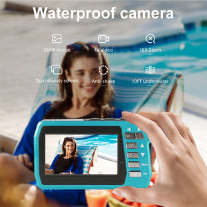 Caméra étanche 4K 56MP avec double écran 3.0'' et 2.0'', caméra de plongée sous-marine 10FT 3M, zoom 18X pour la plongée et le snorkeling - Product Image 2