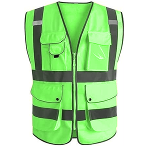 Gilet de sécurité réfléchissant haute visibilité unisexe rose avec poches, vêtements de travail - Product Image 6