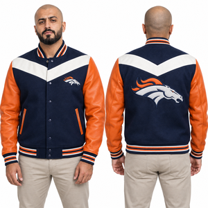 Classic Letterman <b>Jacket</b> Contrast Trim Casual Style Ribbed Cuffs Sports Uniform School Events Personalized Number Chenille <b>Patch</b> - Product Image 2