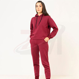 Women Solid Color Hooded <b>Tracksuit</b> Set Full Sleeve Casual Sweatshirt And Pants 100% Cotton Breathable Autumn Wear - Product Image 3