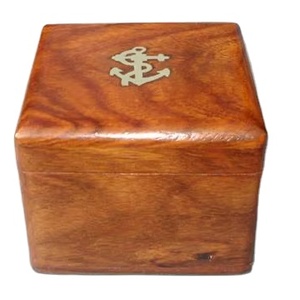 Boîte à monnaie en bois poli écologique avec décorations en laiton, à fixer au mur, décoration artisanale DIY pour la maison - Product Image 1