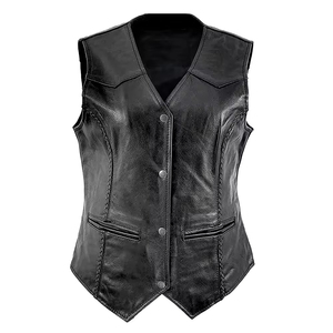 Gilet sans manches en cuir respirant pour homme MIRZ INTERNATIONAL, modèle 0017, avec fermeture éclair et col en V, idéal pour la moto en hiver - Product Image 4