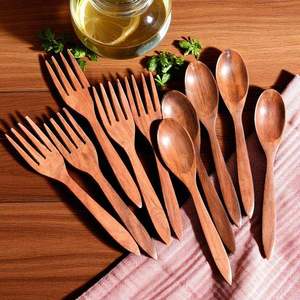 Ensemble de couverts jetables en bois poli résistant à la chaleur, cuillère, fourchette, lavable au lave-vaisselle, écologique, pour les fêtes, la maison, les restaurants, la restauration - Product Image 1