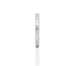 Anillo de Boda de Media Eternidad, Oro Blanco Sólido de 14K/18K, Anillo de Compromiso con Corte Redondo, Anillo Apilable Único con 7 Piedras - Product Image 5