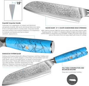 Custom Handmade UMAR FAROOQ Damascus Steel Chef <b>Knife</b> 8 Inch 67-Layer Professional <b>Sharp</b> Ambidextrous Modern Resin Handle 3.0mm - Product Image 3