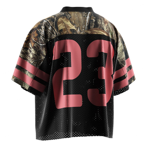 T-shirt surdimensionné personnalisé de style rétro streetwear pour hommes, coupe ample, maille respirante, coupe carrée, maillot de football américain - Product Image 6
