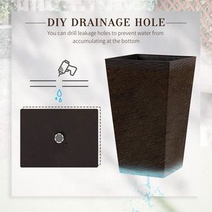 Set di 3 Vasi Marroni per Interni ed Esterni con Foro di Drenaggio, Fioriere in PP per Balcone e Orto, Facili da Innaffiare - Product Image 4