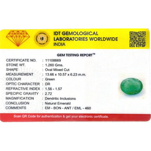 Certified 6.3 Carat Synthetic Emerald Loose Gemstone Trillion Cut Faceted 7mm - Product Image 4