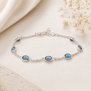 Natural Oval Shape London Blue Topaz Gemstone 925 <b>Solid</b> Sterling Silver Handmade Women's Bracelets for Certified Rose <b>Gold</b> - Product Image 6