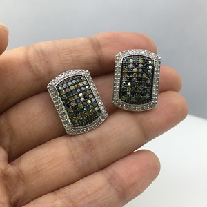1.82 Cttw Round Cut White & Multi Color Natural Diamond Stud <b>Earrings</b> for Women in 925 Sterling <b>Silver</b>, Push <b>Back</b>, Prong Setting - Product Image 1
