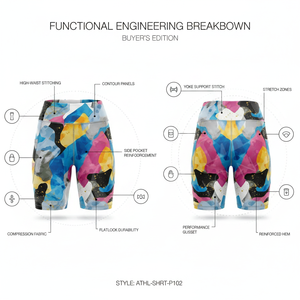 Shorts de sport haute performance personnalisés imprimés, shorts de cyclisme fitness extensibles, shorts de course et d'entraînement confortables et ajustés - Product Image 2