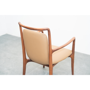 Chaise de salle à manger en bois de noyer de luxe, siège ergonomique rembourré en cuir pleine fleur pour mobilier de salle à manger PISANO - Product Image 1