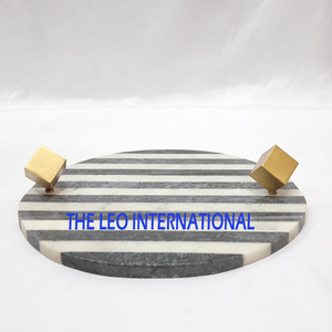 Nueva bandeja de servir con asas de metal, bandeja de desayuno de bambú, bandejas de madera, bandeja decorativa creativa para servir comida. - Product Image 2