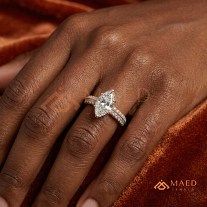 Rose Gold Plated Marquise Cut Engagement <b>Ring</b> Women Double Pave Band Milgrain American Diamond <b>CZ</b> Wedding <b>Ring</b> - Product Image 4
